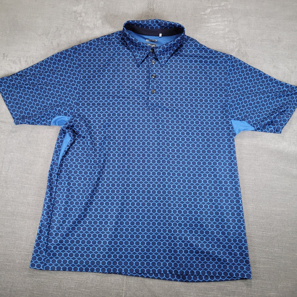 Adidas Golf ClimaCool Mens XL‎ Blue Geometric Circle Print Polo Shirt